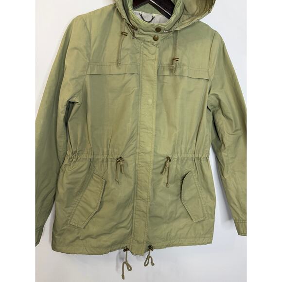 Banana Republic Women's Utility Safari Military Anorak Jacket Hooded Sz L Green - Picture 3 of 12